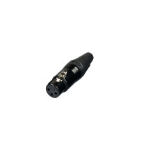 Connettore XLR (cannon) femmina volante a 3 poli, progettato per la terminazione di cavi a singola coppia destinati a sistemi mo