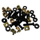 Set di accessori per montaggio a rack, composto da n. 12 dadi ingabbiati, n. 12 viti M6*25 mm e n. 12 rondelle in nylon.