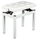 Elegante panca per pianoforte in acciaio verniciato bianco opaco, perfetta per ogni ambiente.