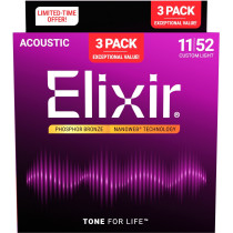 3-PACK 16568 ACOUSTIC PHOSPHOR BRONZE NANOWEB