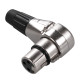 Presa volante XLR 3 poli angolare a 90° con manicotto nichelato e passacavo flessibile in PVC.