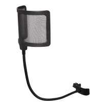 Mini filtro curvo antipop in metallo, con flessibile regolabile di lunghezza 29 cm. Colore nero.