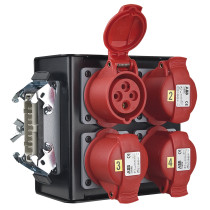 Breakout-box Connettore a 16 pin per 4x CEE 4P 16 A Rosso