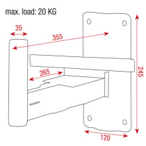 Speaker Wall Bracket 35 mm 35 mm - Carico massimo 20 kg