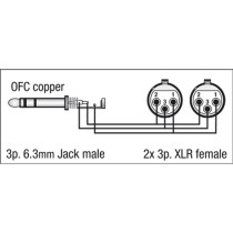 FL37 - 2 x bal. XLR 3P, female to Jack stereo 1,5 m