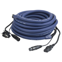 FP04 - Schuko/XLR M - IEC/XLR F - DMX / Power 15 m - blu