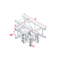 Pro-30 Square F Truss - T-cross + Down 4-way QLVF40 - angolo da 90° - impiego gravoso - argento - F