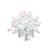 Pro-30 Square F Truss - Cross + Down 5-way QCVF51 - angolo da 90° - impiego gravoso - argento - F