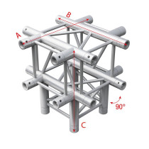 Pro-30 Square F Truss - Cross + Down 5-way - 50 cm QCF51sp - angolo da 90° - argento - F