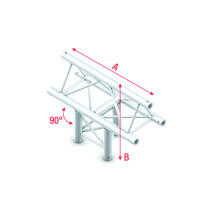 Pro-30 Triangle F Truss - T-Cross vertical - 3-way - apex up - 50 cm ATF35Bsp - angolo da 90° - argento - F