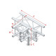 Pro-30 Square G Truss - T-Cross + Down 4-way - 50 cm QLUU40 - 90° corner - silver - G