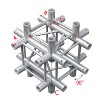Pro-30 Square G Truss - Cross up/down 6-way - 50 cm QCU51sp - 90° corner - silver - G