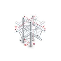 Pro-30 Triangle G Truss - Cross up/down 6-way - 50 cm ACU61sp - 90° corner - silver - G