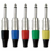 6.3 mm Jack Plug Mono Nickel housing Cappuccio finale nero