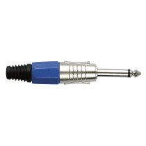 6.3 mm Jack Plug Mono Nickel housing Cappuccio finale blu