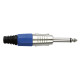 6.3 mm Jack Plug Mono Nickel housing Cappuccio finale blu