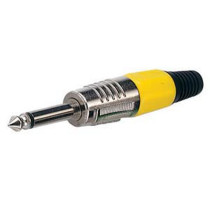 6.3 mm Jack Plug Mono Nickel housing Cappuccio finale giallo