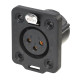 XLR 3P Chassis - female TOP Contatti dorati - alloggiamento nero