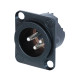 XLR 3P Chassis - male Contatti in argento - alloggiamento in metallo nero