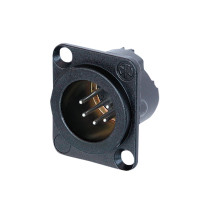 XLR 5P Chassis - male Contatti in argento - alloggiamento in metallo nero
