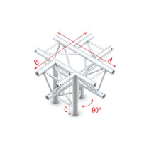 Pro-30 Triangle P Truss - Cross + down - 5-way - apex down - 71 cm ACB53 - 90° corner - P