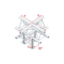 Pro-30 Triangle P Truss - Cross + down 5-way - apex up - 71cm ACB52 - 90° corner