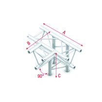 Pro-30 Triangle P Truss - T-Cross + down 4-way - 50 cm ATB42sp - 90° corner - silver - P