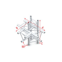 Pro-30 Triangle P Truss - T-Cross + up/down 5-way - 50 cm ATB51sp - 90° corner - silver - P