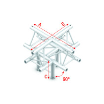 Pro-30 Triangle P Truss - Cross + down 5-way - apex up - 50 cm ACB52sp - 90° corner - silver - P