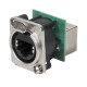 Ethernet RJ45 D-size Chassis Connettore passante in flangia metallica di tipo D con sistema di aggancio sicuro. Nichel