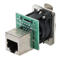 Ethernet RJ45 D-size Chassis Connettore passante in flangia metallica di tipo D con sistema di aggancio sicuro. Nichel