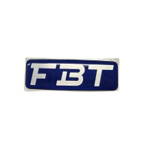 Logo FBT Adesivo Resina Blu-Cromo 104x35 mm per EvoMaxX 6A e Altri Modelli Ricambio Originale
