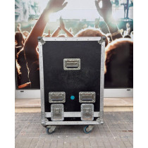 FLIGHT CASE CON MOBILE INTERNO IN LEGNO 16 UNITA' COMPLETO DI MULTIPRESA E SPINA CEE E RUOTE - Usato